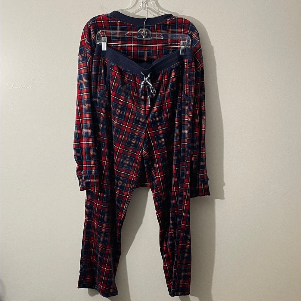 Nautica Women's 2 Piece Fleece Pajama Sleepwear Set Red Plaid M /Z11 - Picture 2 of 12